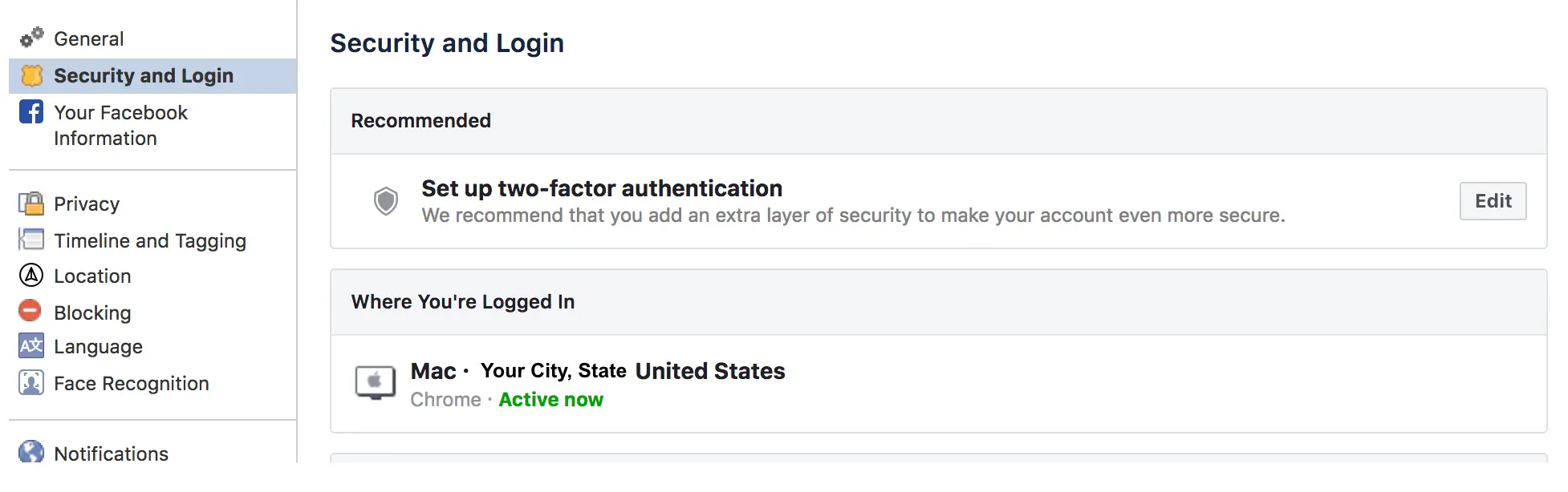 Setup Facebook two-factor authentication