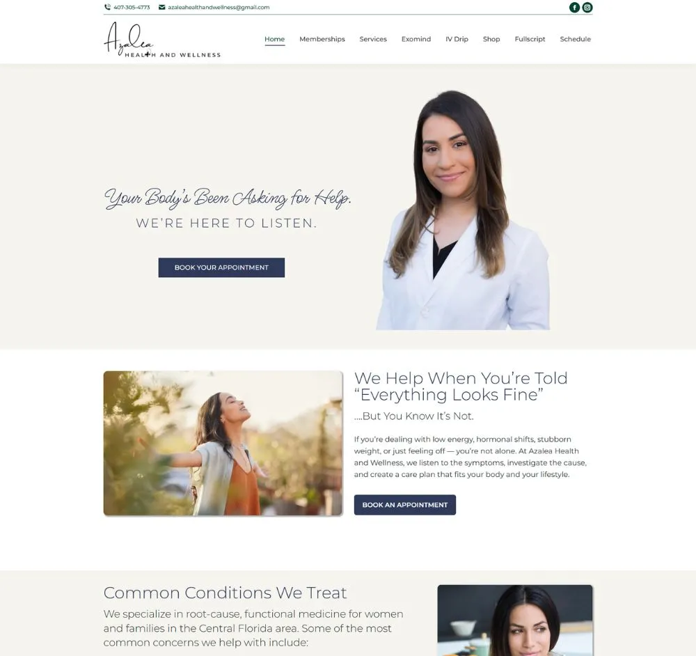 Azalea Health and Wellness web design Azalea Health and Wellness web design