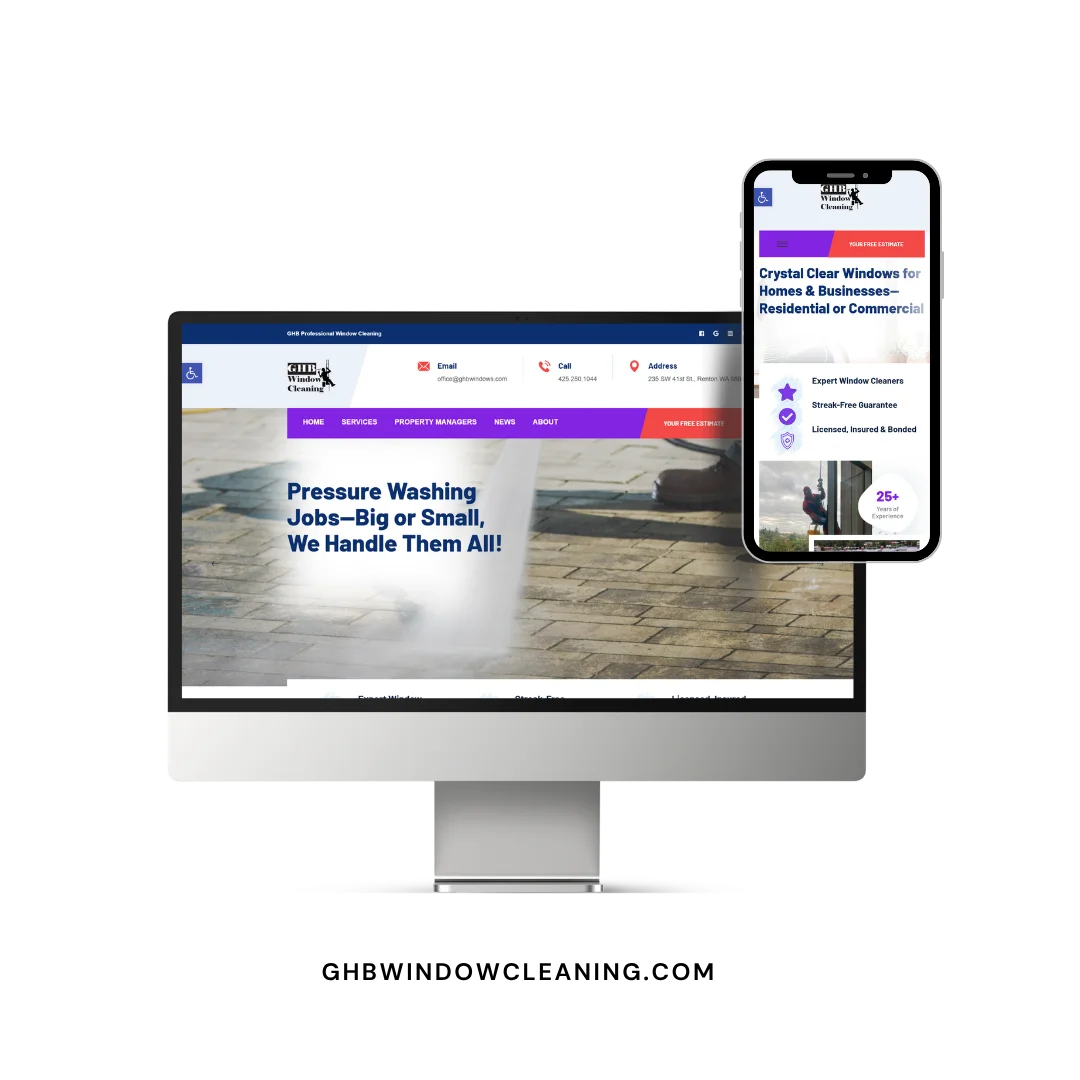 GHB Window Cleaning website mockup GHB Window Cleaning website mockup