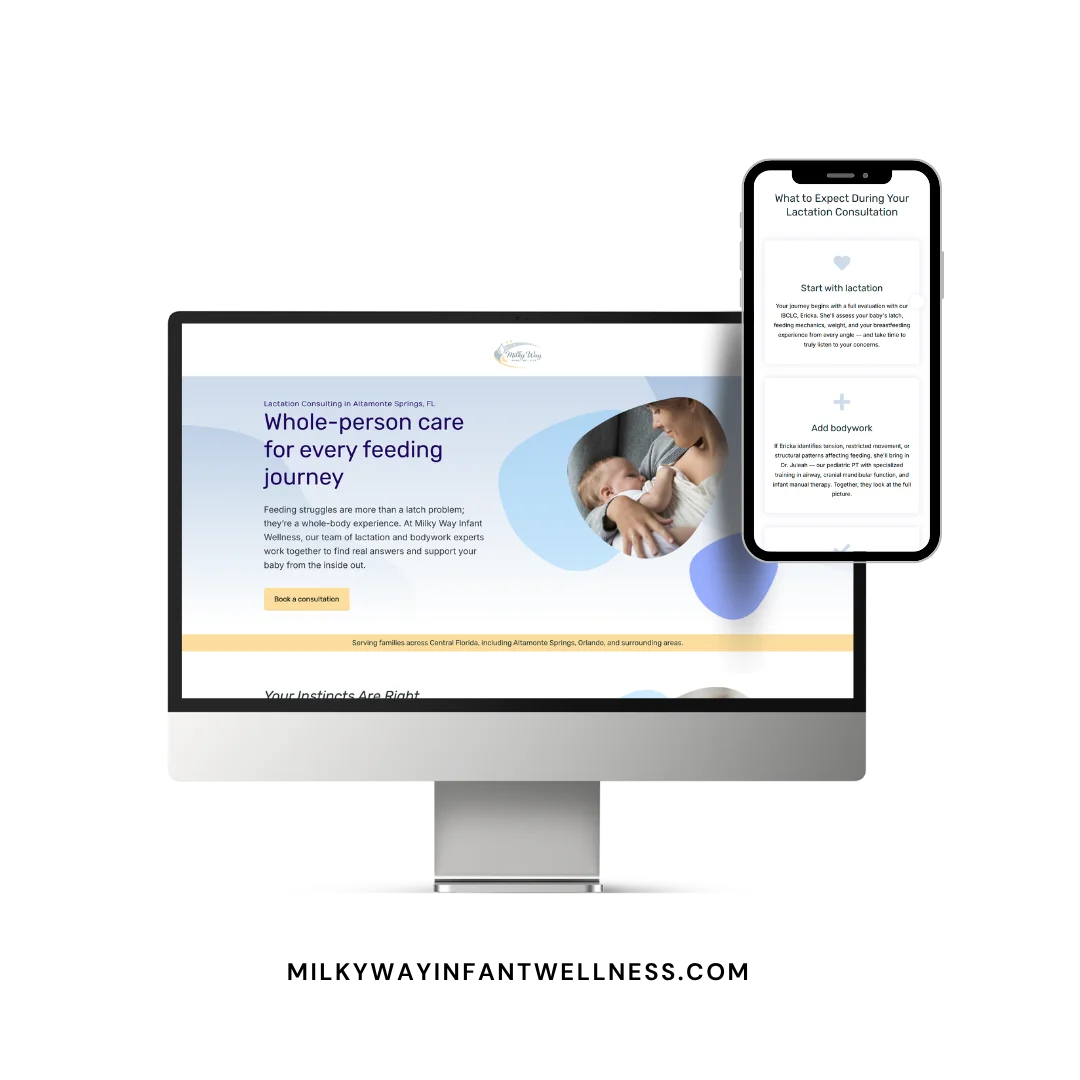 Milky Way Infant Wellness website mockup Milky Way Infant Wellness website mockup