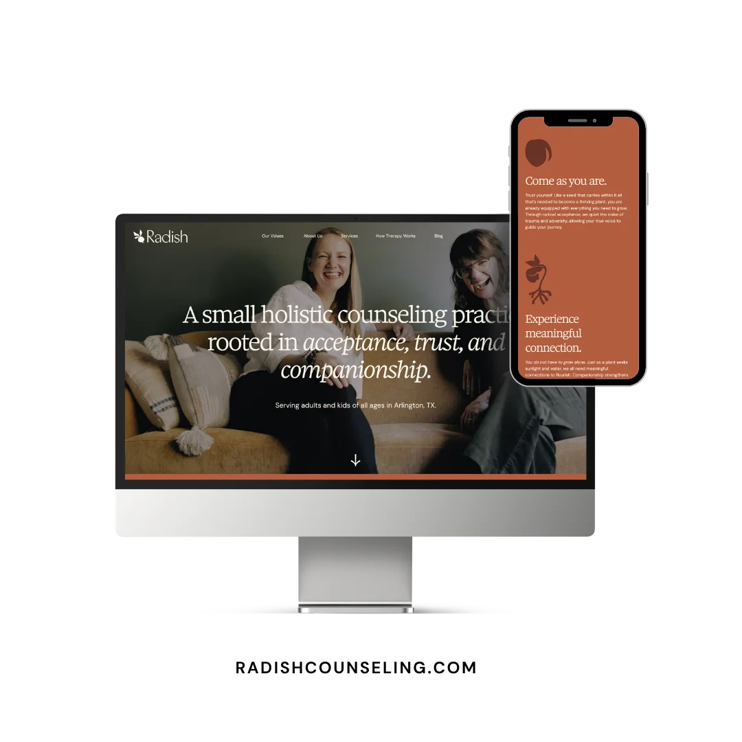 Radish Counseling website mockup Radish Counseling website mockup