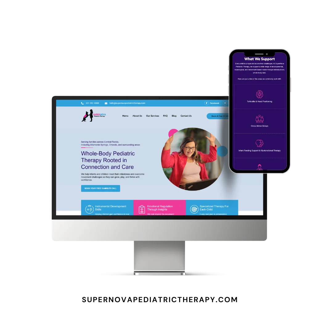 Super Nova Pediatric Therapy website mockup Super Nova Pediatric Therapy website mockup