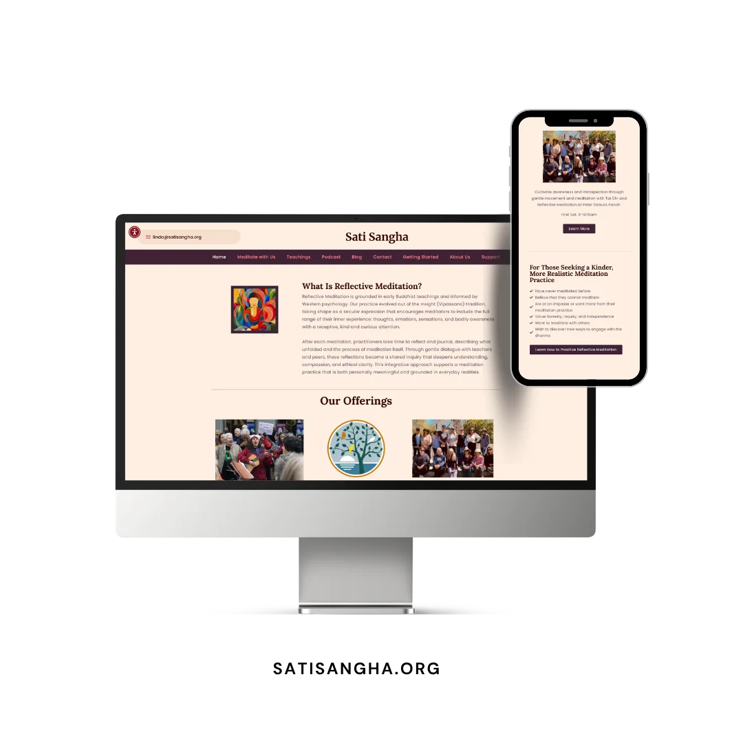 Sati Sangha website mockup Sati Sangha website mockup