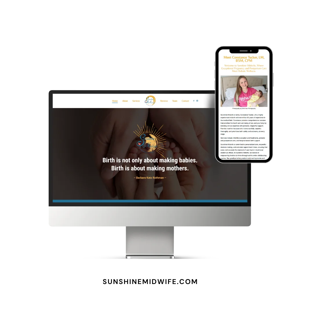 Sunshine Midwife website mockup Sunshine Midwife website mockup