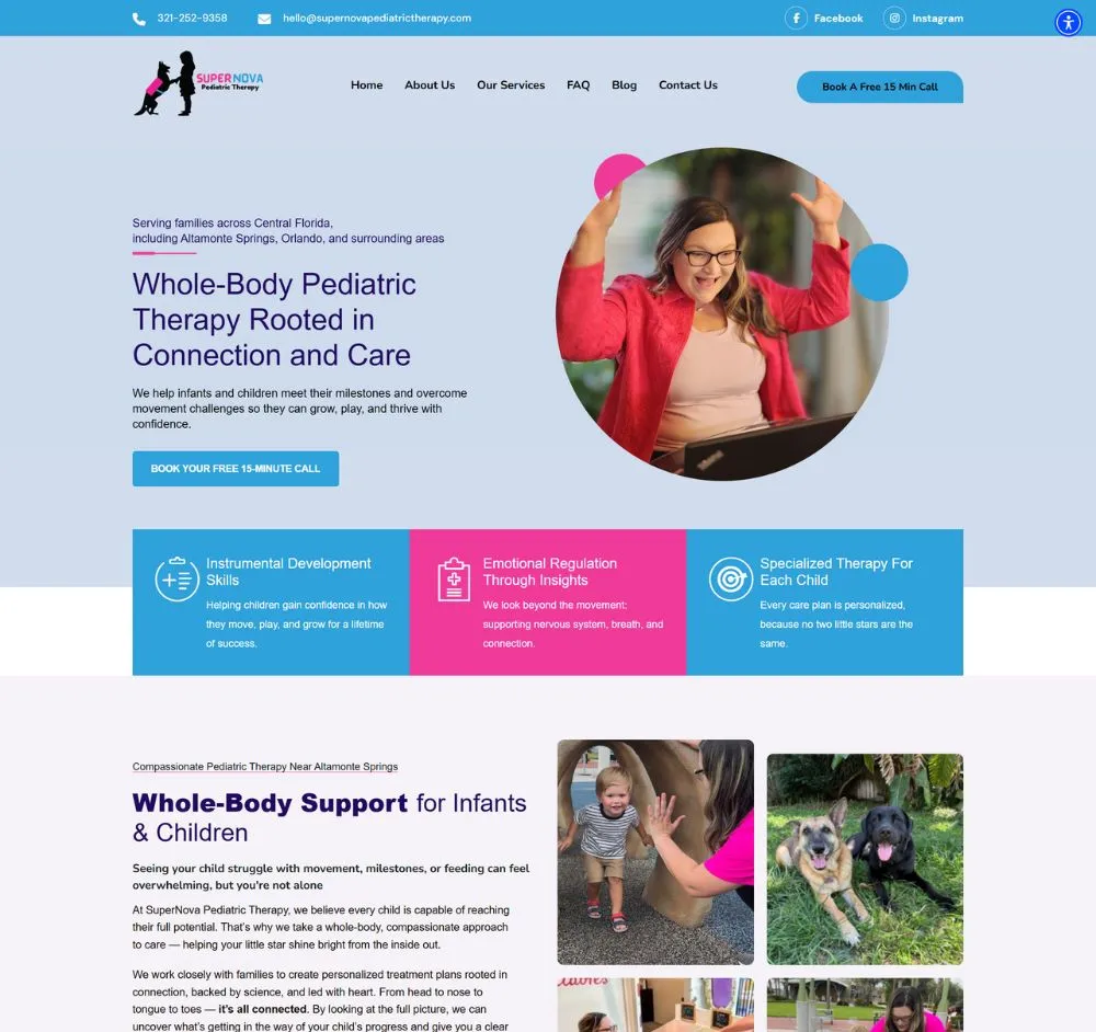 SuperNova Pediatric Therapy web design SuperNova Pediatric Therapy web design
